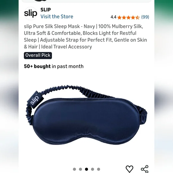 Slip Silk Sleep Mask Navy (4.4 Amazon Review) NIB retail $69 - Picture 2 of 6